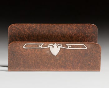 Heintz Sterling on Bronze Letter Rack c1915