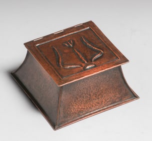 Elizabeth Burton Hammered Copper Inkwell c1910