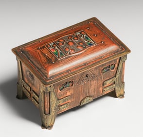 Phoebe Anna Traquair (1852-1936) Glasgow Copper, Brass & Enamel Box c1905