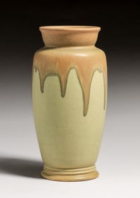Roseville Pottery Carnelian Green Drip Vase c1920s