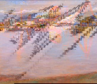 Leonora Daroux (1873-1948) South Bay Old Salt Works Painting 1932