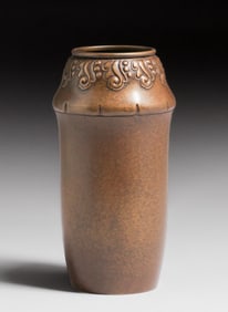 Victoria Art Nouveau Repousse Brass Vase c1905