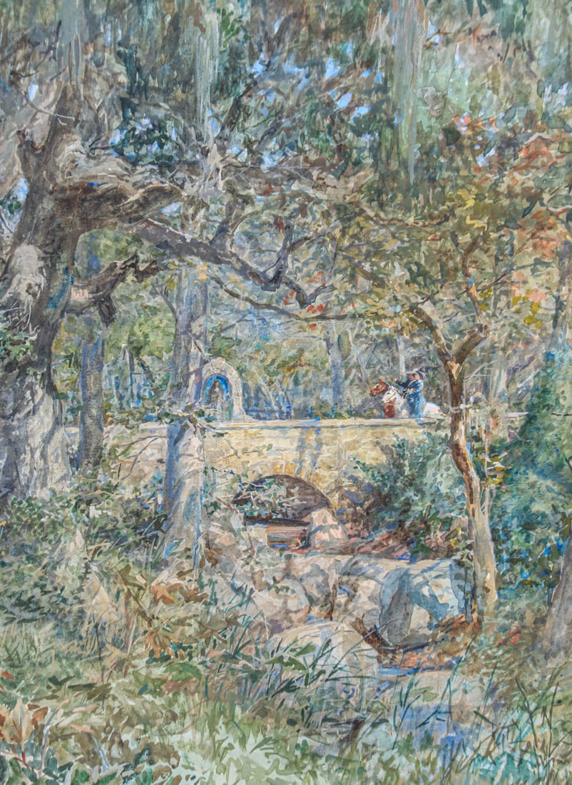 Alexander Francis Harmer (1856-1925) California Watercolor "Santa Barabra Oaks" 1896 (1 of 6)