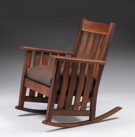 H. Conant & Sons - Camden, NY Slatted Oak Rocker c1910