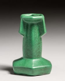 Weller Bedford Matte Green Hexagonal Candlestick c1910