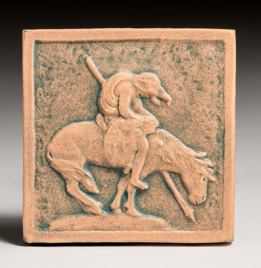 Cal Art Tile - Richmond, CA "End of the Trail" Tile c1920s: Cal Art Tile - Richmond, CA "End of the Trail" Tile c1920s. Based on James Earle Fraser's famous sculpture. Unsigned. Perfect condition. 5.75" x 5.75". FREE NATIONWIDE SHIPPING Free Nationwide Shipp