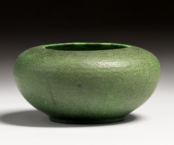 Grueby Pottery Matte Green Closed Bowl c1910