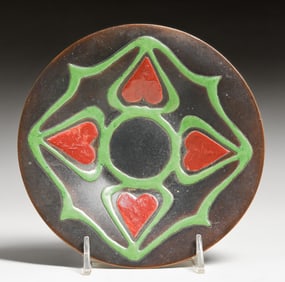 Art Crafts Shop - Buffalo Enamel on Bronze Card Tray c1905
