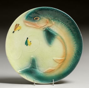 Brad Keeler Majolica Pottery Fish Plate c1940s