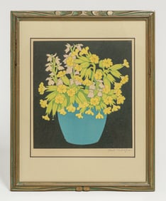 John Hall Thorpe (1874-1947) Color Woodcut "Cowslips" c1922