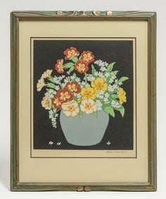 John Hall Thorpe (1874-1947) Color Woodcut "Primroses" c1922