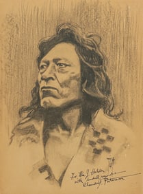 Claude Putnam (1884-1955) Pencil Drawing Native American c1920s