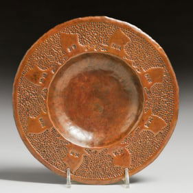 Arts & Crafts Period Hammered & Pierced Copper Nordic Viking Ship Tray c1910