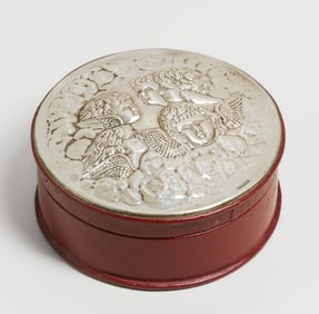 Keyford Frames Ltd KFLd Sterling Silver Art Nouveau Leather Fairy Box c1920s
