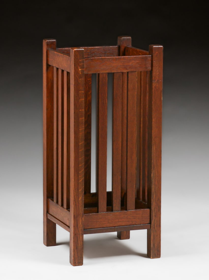 Grand Rapids Oak Slatted Umbrella Stand c1910 (1 of 4)