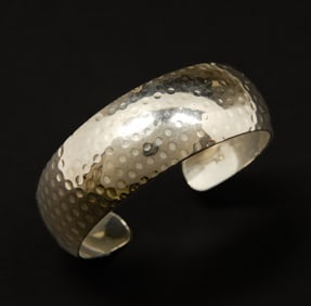 Vintage Hammered Sterling Silver Cuff Bracelet c1950s