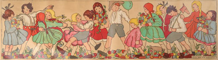 Emmy Zweybrück-Prochaska (Vienna 1890-1956) Children's Lithograph "Kinderfest" 1928