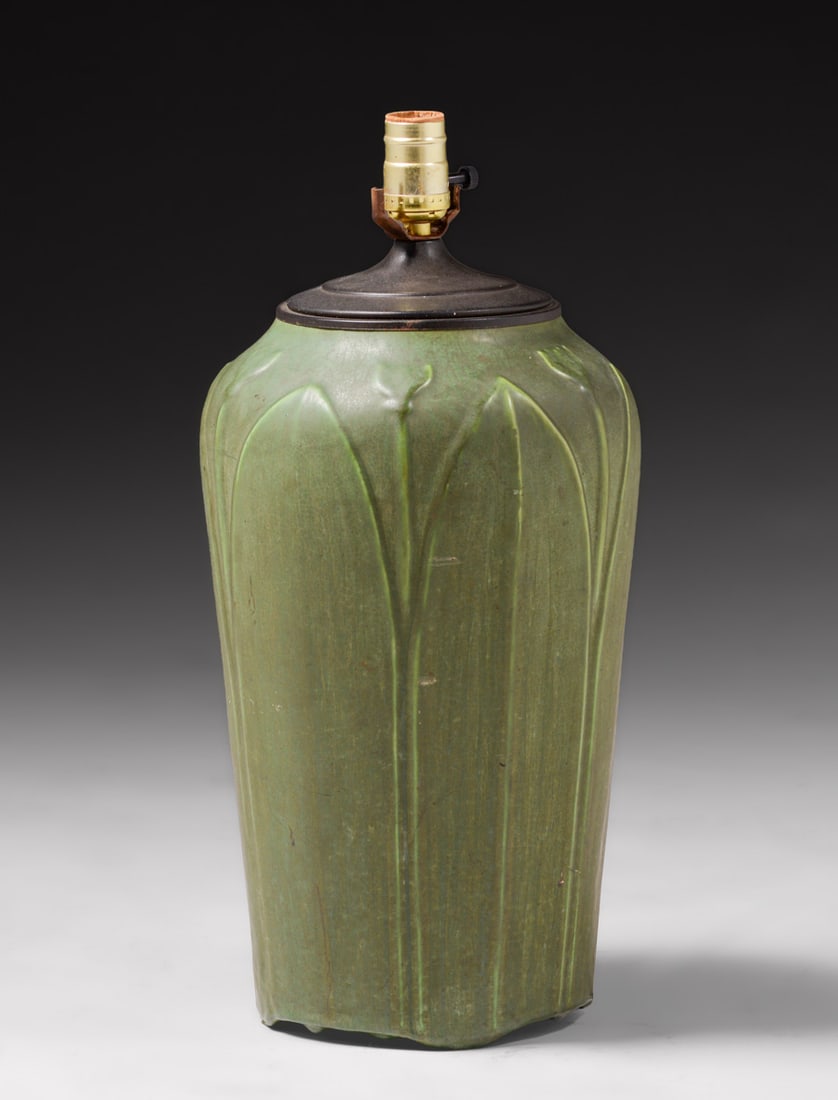 Hampshire Pottery Matte Green Lamp Base c1910 (1 of 3)