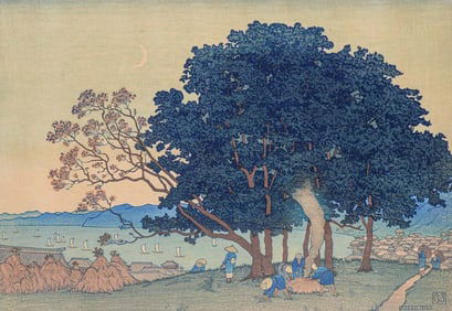 Charles William Bartlett (1860-1940) Color Woodcut “Isogo, Japan?? c1916