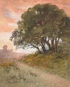 Mary de Neale Morgan (1868-1948) Northern California Oak Tree Watercolor c1910