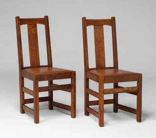 Pair Limbert "T-Back" Side Chairs c1910
