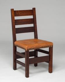 Gustav Stickley #349 1/2 Heavy Ladderback Side Chair c1910