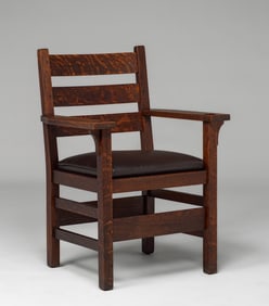 Gustav Stickley #349 Heavy Laddeback Armchair c1910