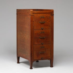 Globe-Wernicke Three-Drawer Oak File Cabinet c1910