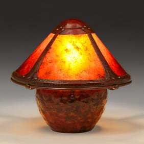 Michael Adams - Aurora Studios Hammered Copper & Mica Warty Boudoir Lamp 1995