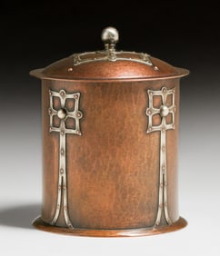 Joseph Heinrichs Hammered Copper & Silver Covered Vase c1905
