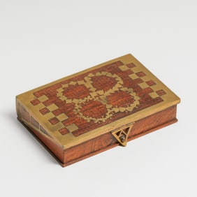 Erhard & Sohne - German Arts & Crafts Mahogany & Brass Playing Card Box c1905