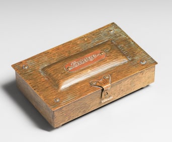 Onondaga Metal Shops Hammered Copper & Brass Bridge Box c1905