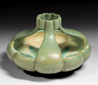 Fulper Pottery Three-Handled Matte Green Vaz-Bowl c1910s