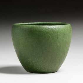 Grueby Pottery Matte Green Vase c1910