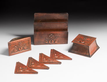 Elizabeth Eaton Burton – Christoph Tornoe Hammered Copper Desk Set c1905