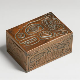 Northwest Coast Embossed Copper Box c1980s