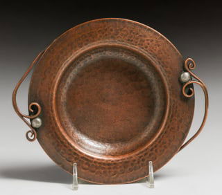 Nekrasoff Hammered Copper Two-Handled Tray c1930s