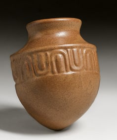 Fulper Pottery Mission Matte Brown Wall Pocket c1910s