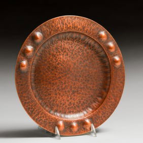 Early Roycroft Hammered Copper Raised Nobual Tray c1912
