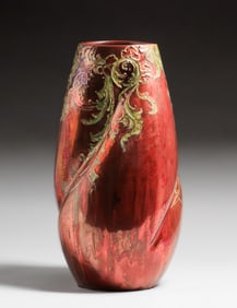 Pierre Perret French Iridescent Hand-Carved Vase c1900