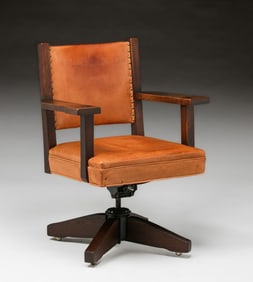 Early Gustav Stickley #2684 1/2 Oak Swivel Chair c1902