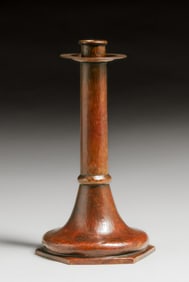 Stickley Brothers Hammered Copper Candlestick c1910