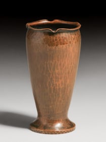 Walter Jennings - Roycroft Hammered Copper Ruffled Rim Vase 1917-1918