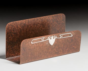 Heintz Sterling on Bronze Letter Rack c1915