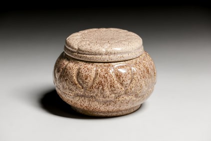 Fulper Pottery Speckled Brown Covered Bowl c1910s