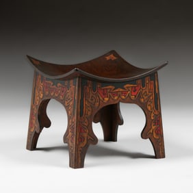 Liberty & Co - London - Attributed Carved & Painted "Thebes" Stool c1890s