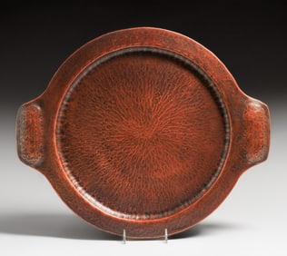 Dirk van Erp Hammered Copper Two-Handled Tray c1911-1912
