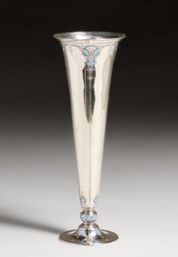 Tiffany & Co Sterling Silver & Enamel 12" Vase c1910
