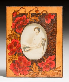 Arts & Crafts Period Pyrography Picture Frame c1905