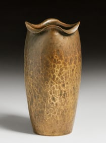 Armenac Hairenian Hammered Brass Scalloped Rim Vase after 1925